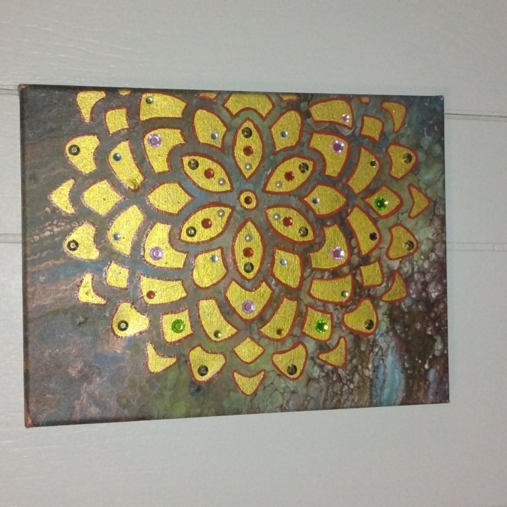 Hand painted/ poured canvas